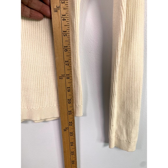 Talbots Ribbed Cowl Neck Cream Long Sleeve Ruffle Front Cardigan XS - Picture 5 of 6